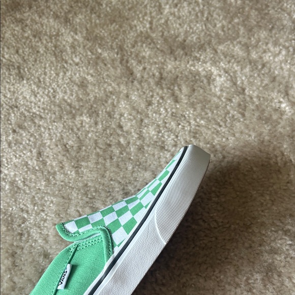 Vans Womens Green and White Checkered Slip-On Sneakers - Picture 7 of 11